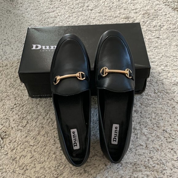 💎NWT Dune London Black Leather Metal Trim Loafers💎 - Picture 3 of 7